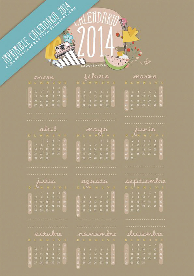 10 calendarios imprimibles 2014 Feliz a o Mr and Miss Colors